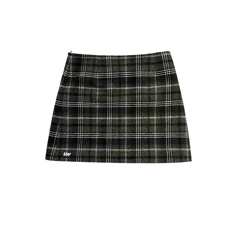 【CNLEEWEI】新品25春夏时尚自然腰复古黑白格短裙女