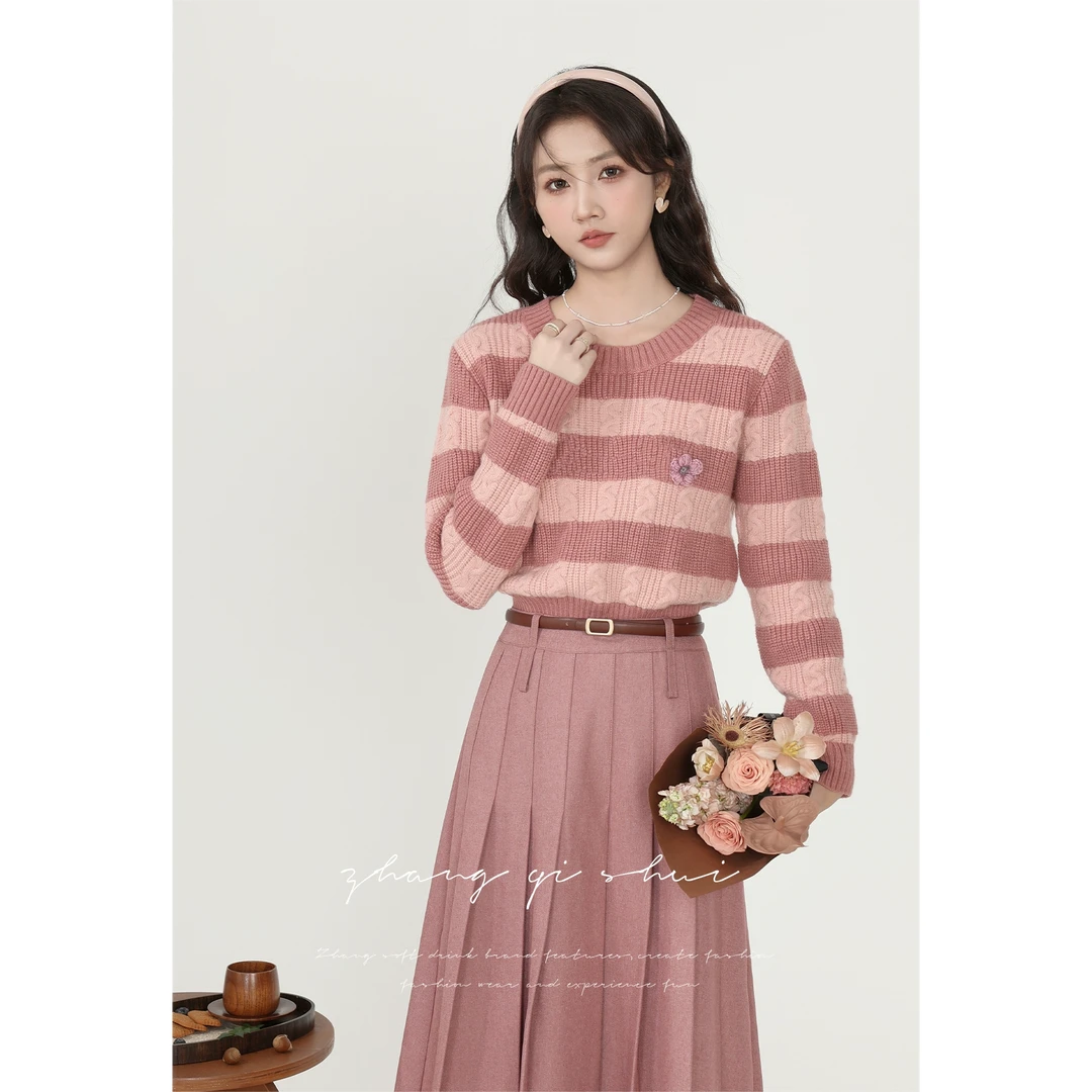 【ZBT直播间】《粉黛花墙》粉色百褶半身裙ZQS06128