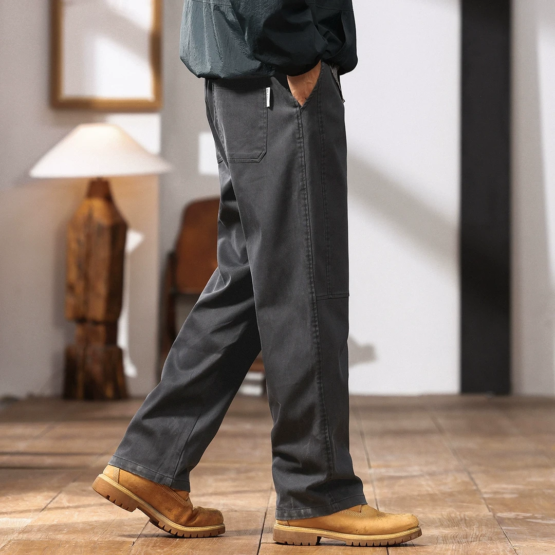 格蓝鹿高端设计感复古垂感直筒男士休闲裤宽松春秋款莱赛尔阔腿裤