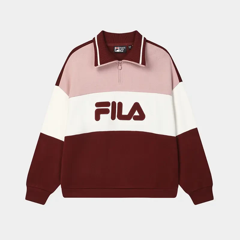 Fila/斐乐女子新款【拼色时尚翻领卫衣】舒适套头衫F11W519204F