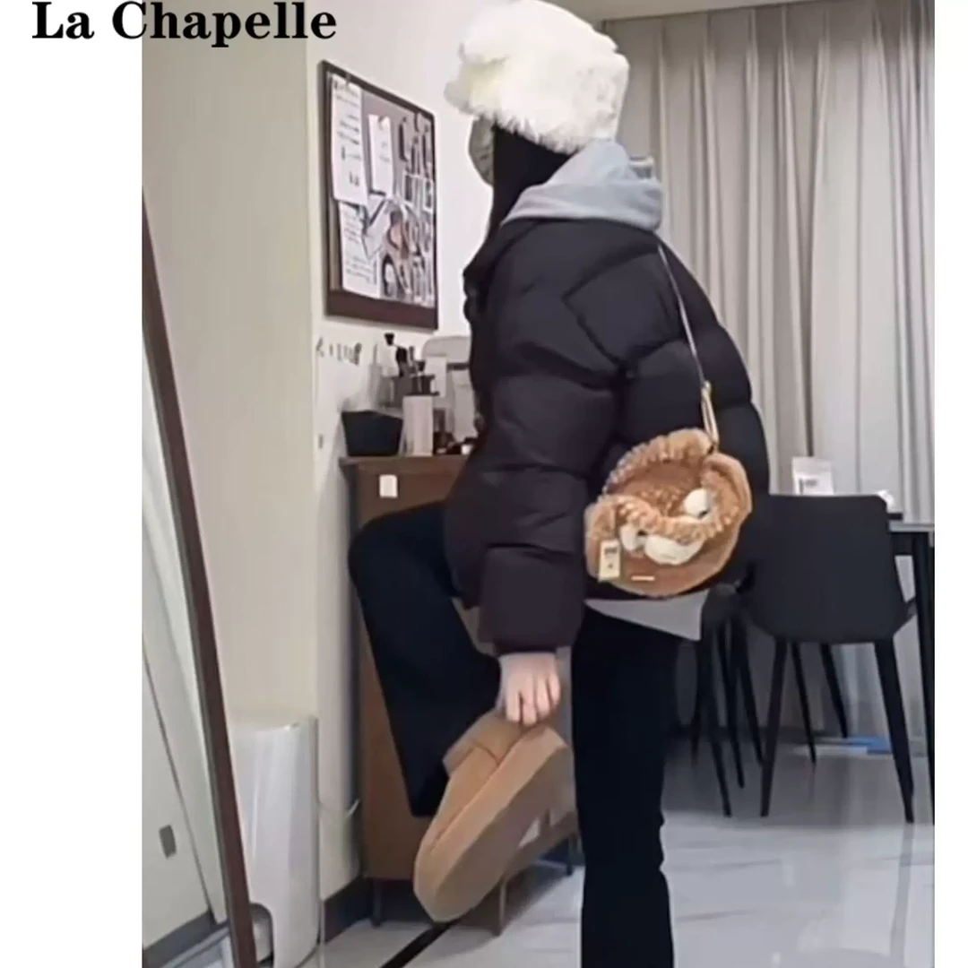 拉夏贝尔黑色加绒微喇叭牛仔裤女2024年秋冬高腰显瘦弹力拖地裤子