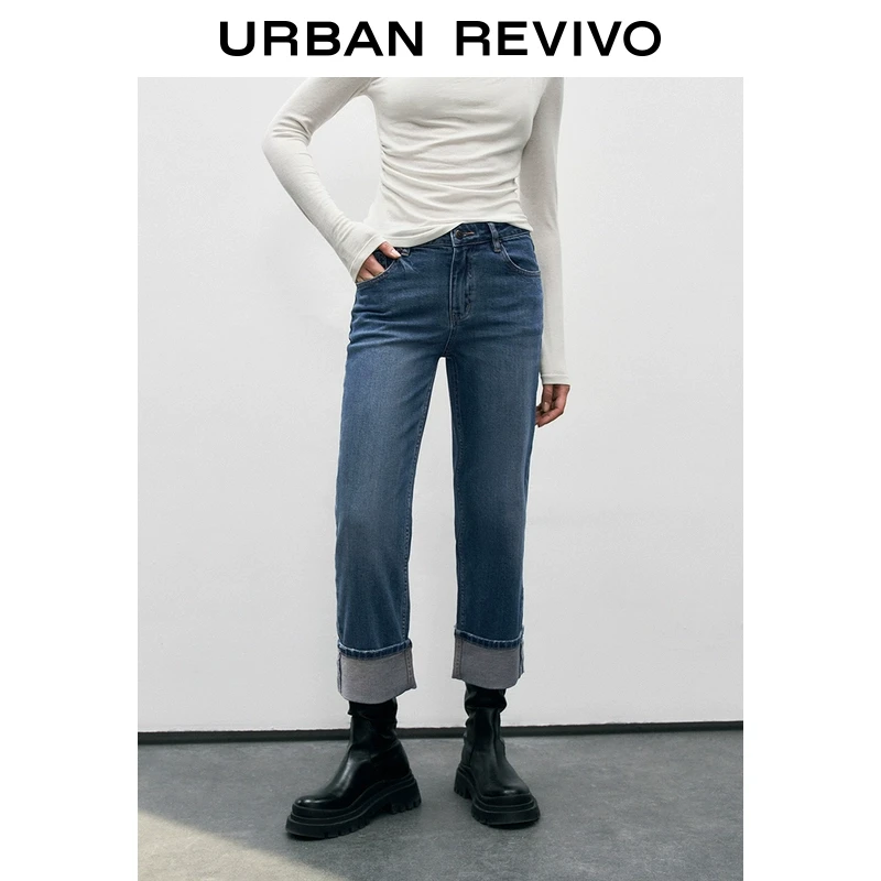 UR2025秋季新款女装时尚休闲百搭高腰直筒牛仔长裤UWM850037