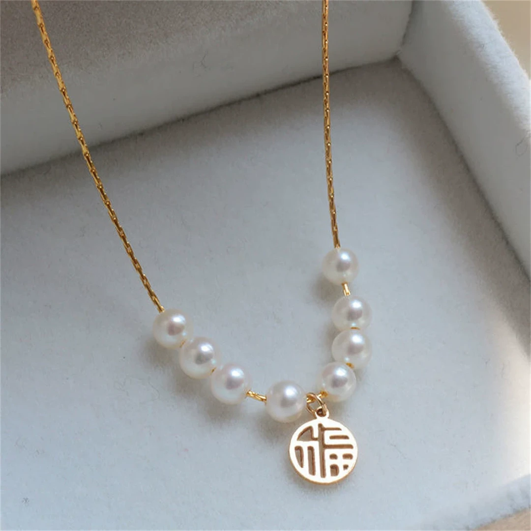 法式福小众淡水轻奢牌项链女简约百搭设计感锁骨项链