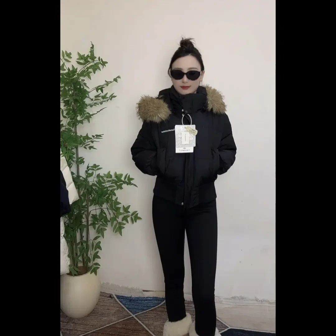 毛领连帽短款加厚保暖与绒棉冬季韩系高腰显瘦外套