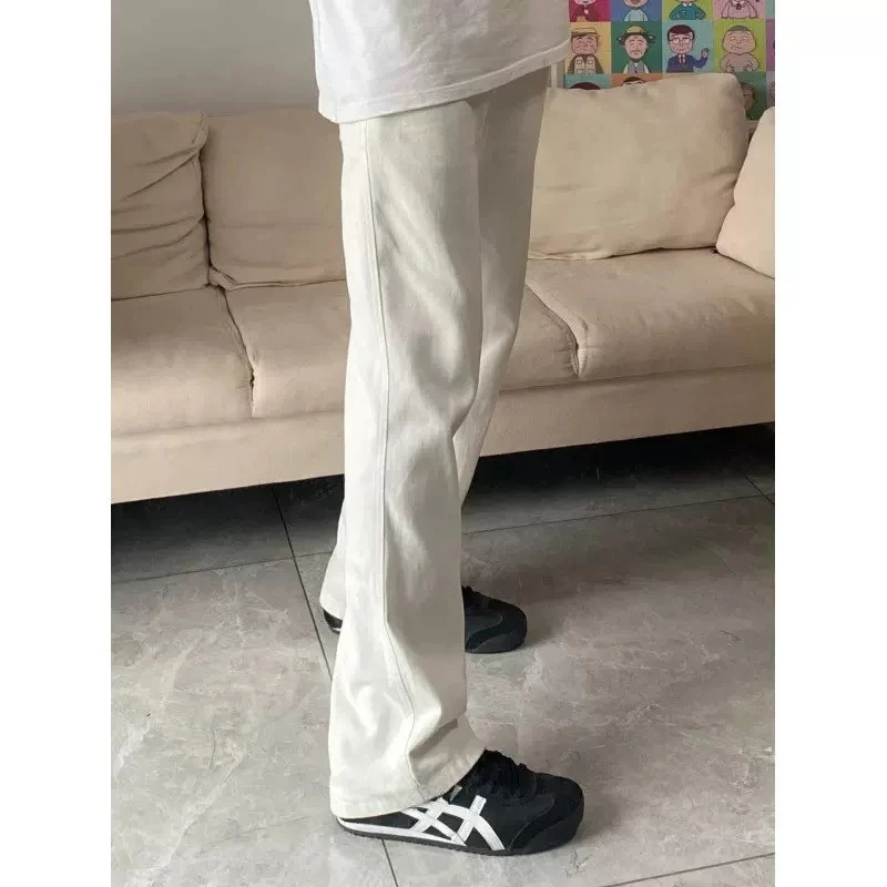 青少年cleanfit穿搭牛仔裤男款春秋季高街vibe裤子潮牌微喇直筒