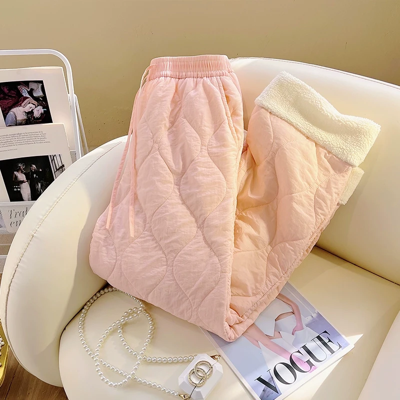 阔腿裤外穿女冬季东北零下防寒裤子哈尔滨漠河羊羔绒加绒滑雪裤