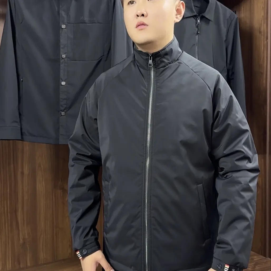 男士秋冬加棉新款立领时尚百搭休闲潮流外套保暖冬季