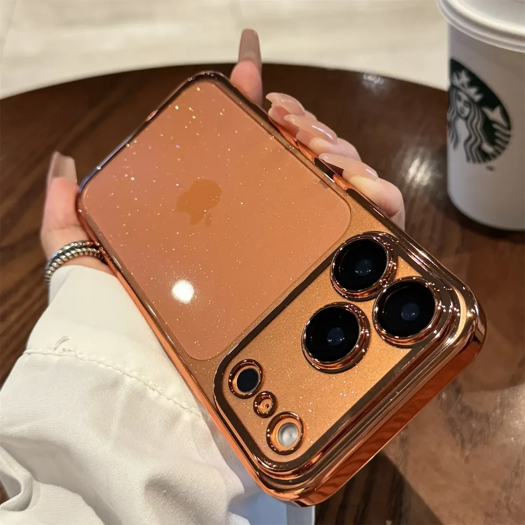适用苹果17promax手机壳璀璨闪粉高级感15自带镜头膜苹果16保护壳
