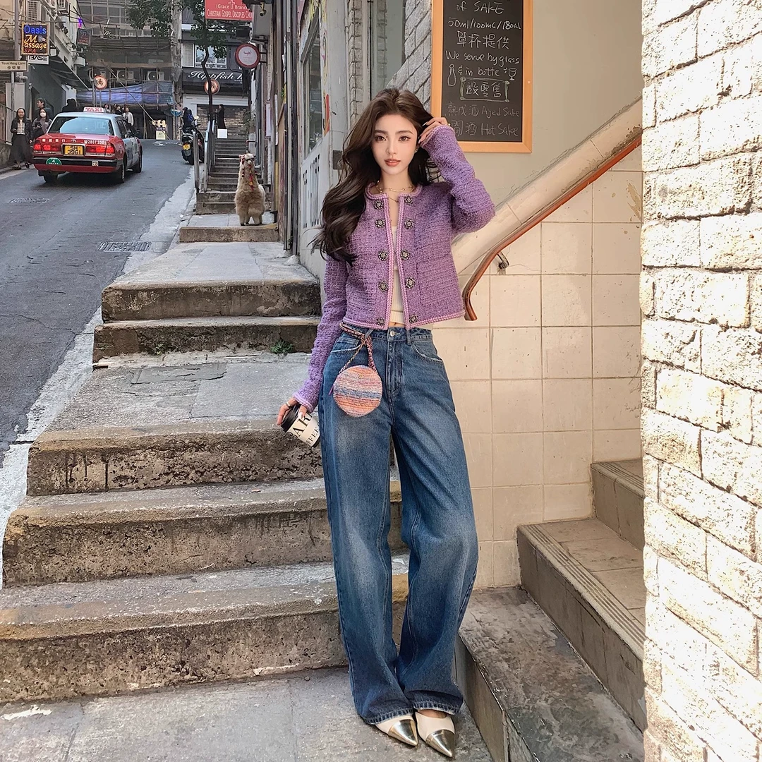 Api韩国私服裤·私服大主推颜色超正王炸显瘦阔腿斜纹水洗牛仔裤