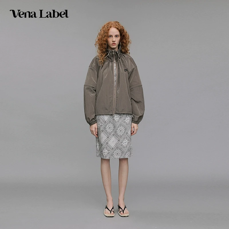 Vena Label25SS早春新款 户外运动风两穿立领夹克休闲外套上衣女