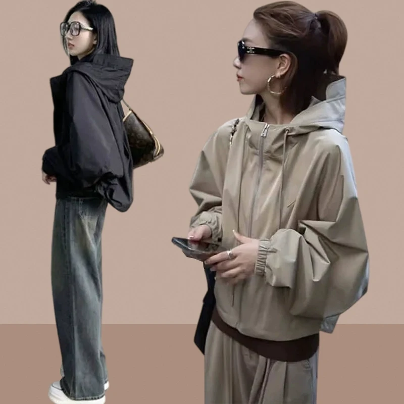 休闲外套女上档次爆款春秋季2026新款连帽潮牌百搭夹克高级感小众