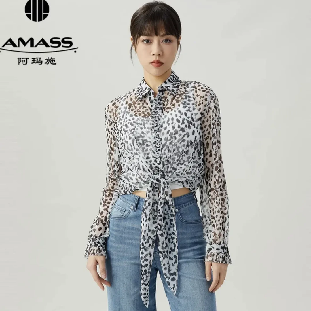 阿玛施/AMASS复古微透长袖绑带衬衫5300285