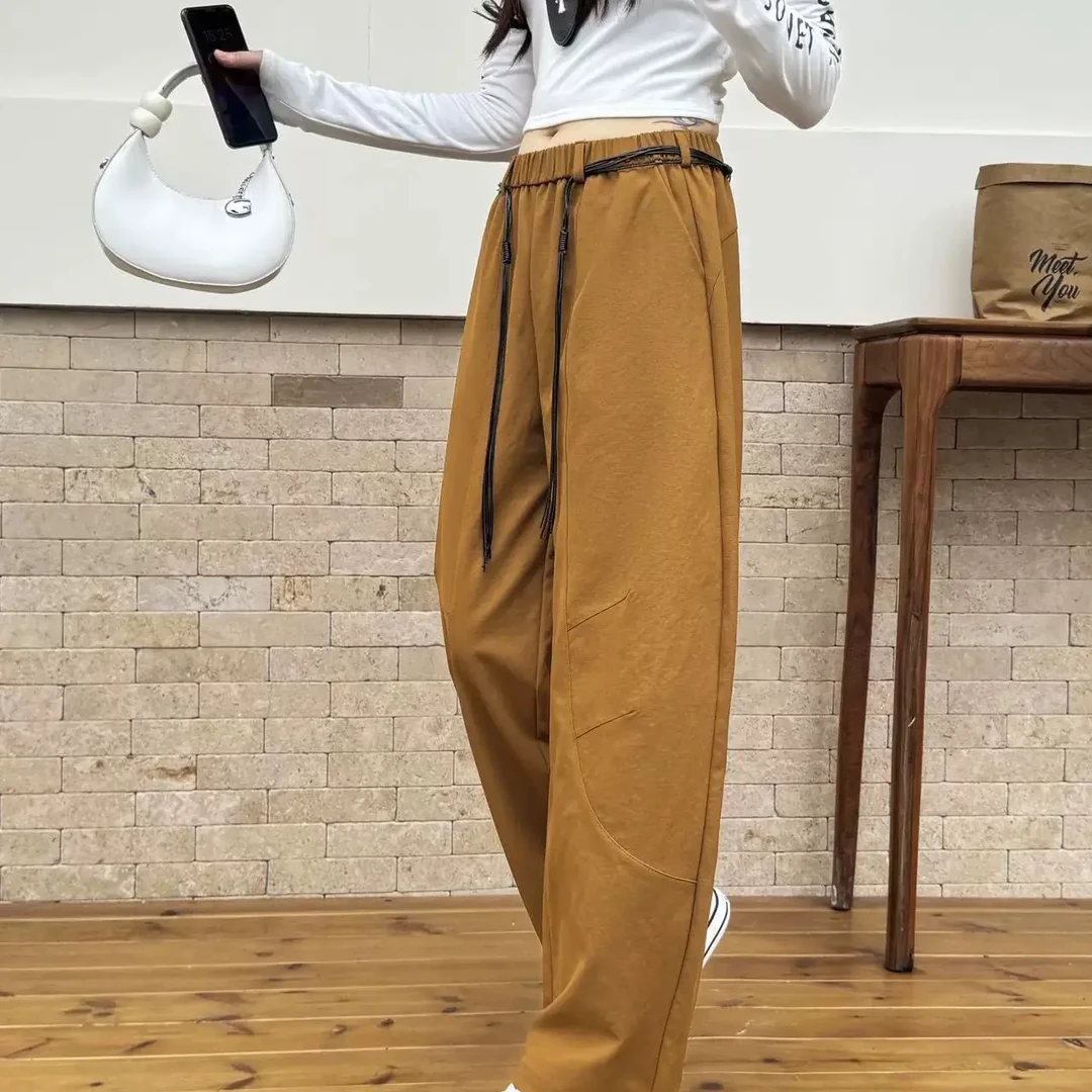 美式设计感高档洋气弯刀裤2025秋季新款高腰阔腿宽松休闲百搭长裤