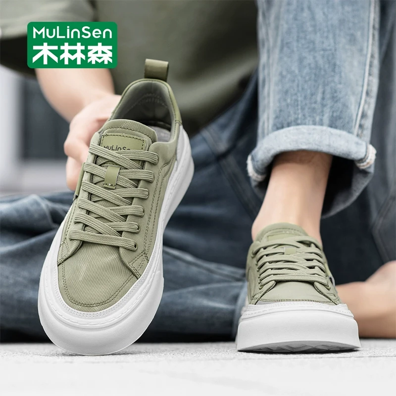 木林森男鞋2025新款秋季休闲板鞋男款运动百搭软底工作男士帆布鞋