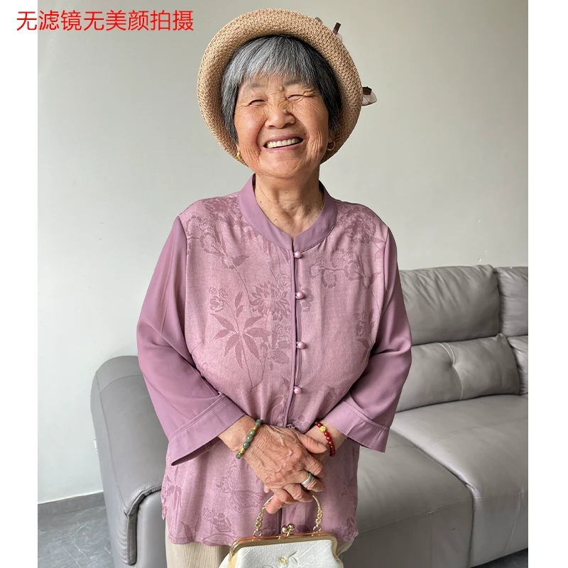 中老年夏装女衬衫2025新款女中老年人奶奶装衬衣气质洋气妈妈装