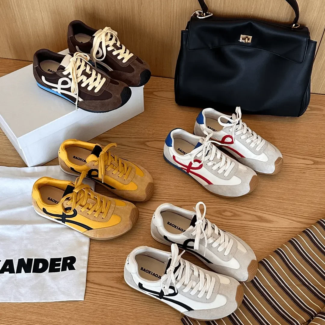 爆款德训平底阿甘鞋2025春季新款复古百搭轻便时尚软底休闲板鞋女