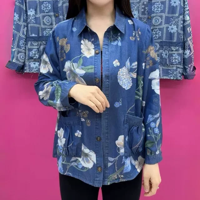 2025春季新款牛仔短外套女时尚韩版百搭中年妈妈装显瘦外搭上衣女