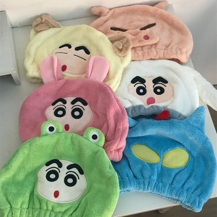 卡通干发帽ins柔软可爱蜡笔小新套头包头巾新款吸水不掉毛家用TM