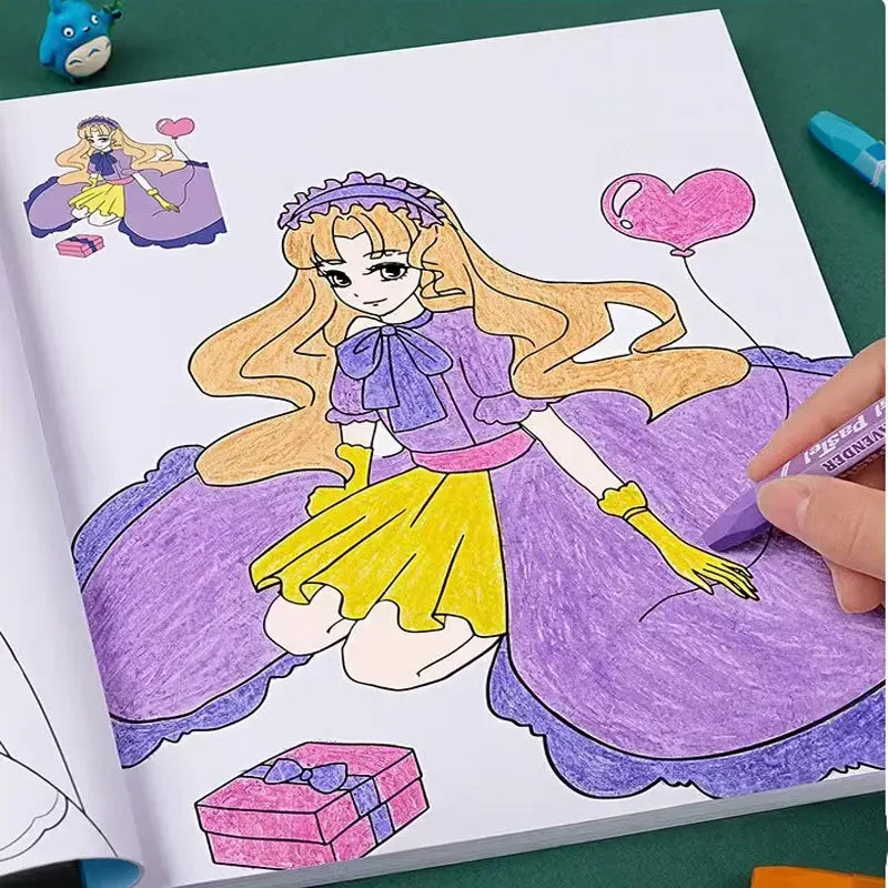 公主涂色本3-6-8-10岁小学生画画书绘画册儿童图画画本女孩填色本