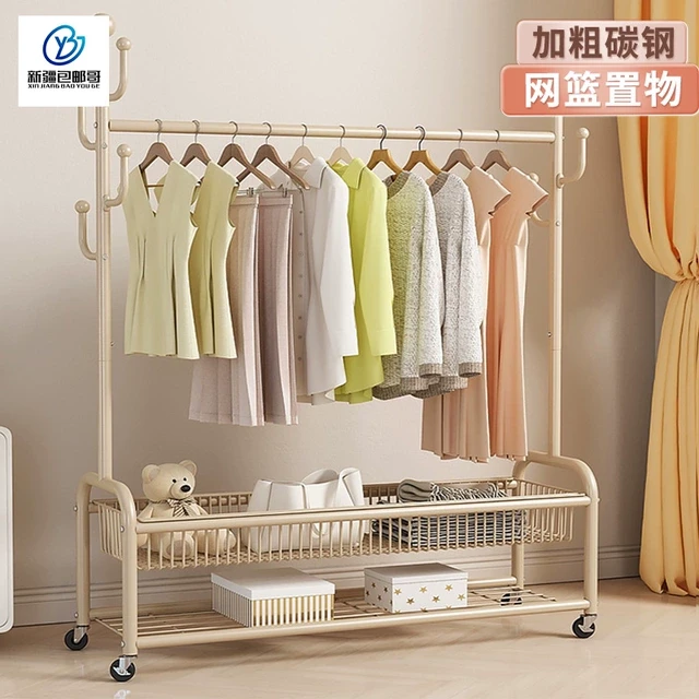 新疆包邮哥晾衣架落地可移动卧室凉衣架阳台衣服架室内简易衣帽架