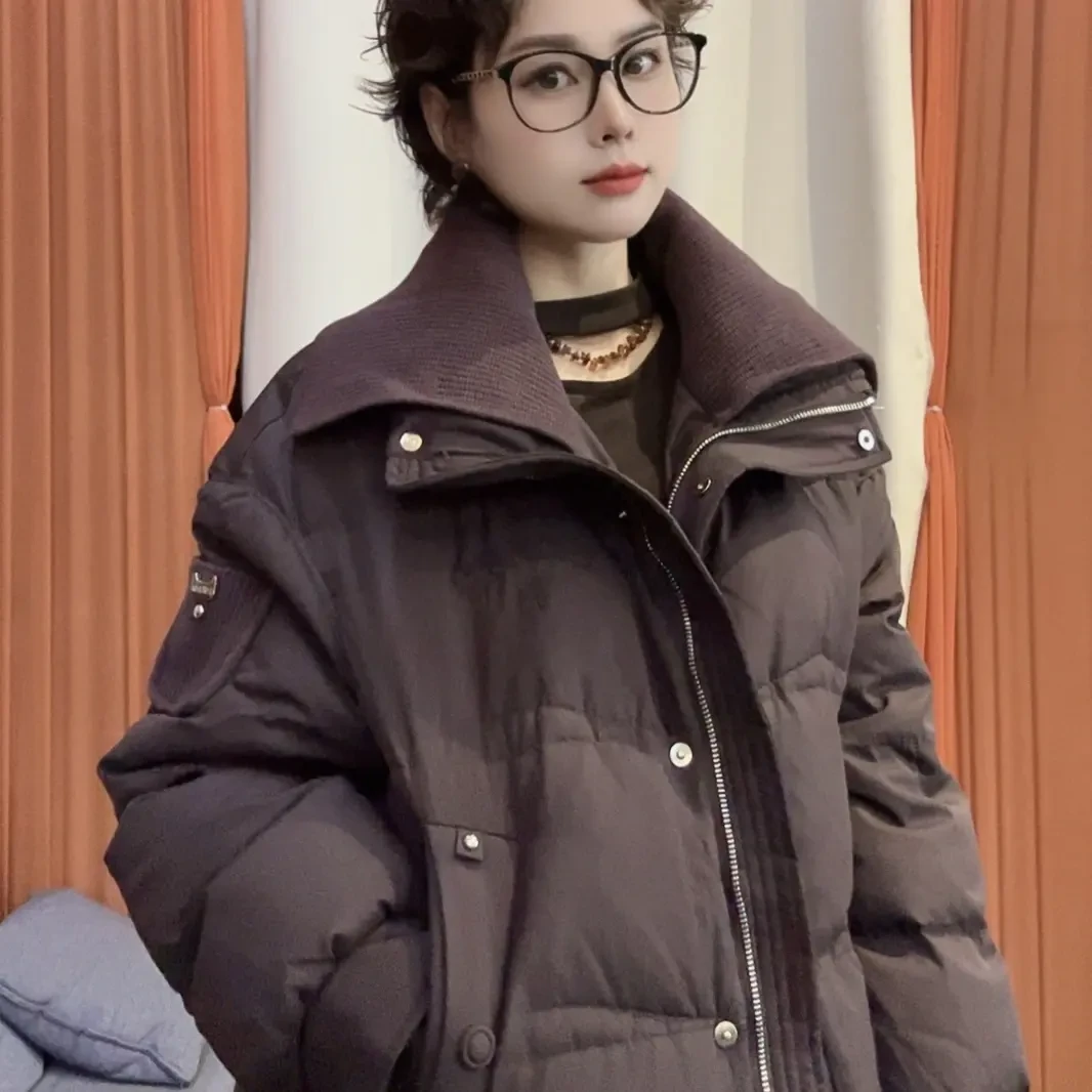 冬季新款拼接时尚加厚宽松显瘦羽绒外套