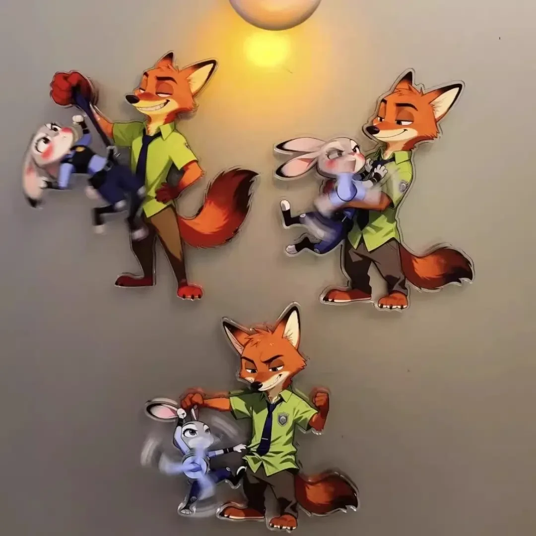 卡通人物旋转冰箱贴疯狂动物城警官朱迪尼克创意家居装饰礼物