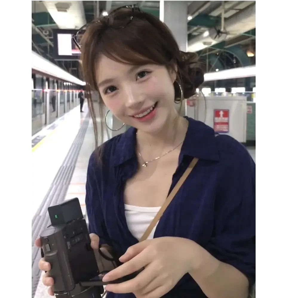 美式复古条纹格子衬衫女上衣2025款春秋夏季薄款长袖衬衣外套