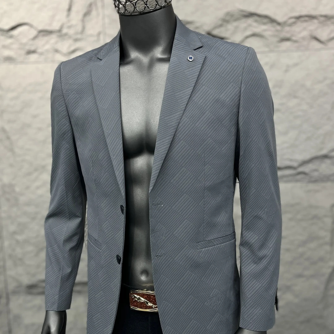 【春夏薄款】6610/11款上装商务灰格西服春季不起球百搭时尚斜格