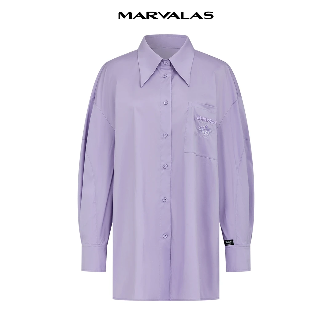 【商场同款】曼德诗廓形春装新款衬衣棉质百搭上衣M311308054