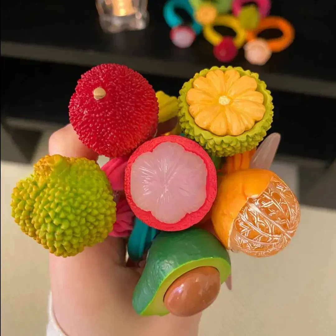 【吖比】水果发圈韩国东大门可爱百搭春夏头绳彩色高弹力不伤发发饰