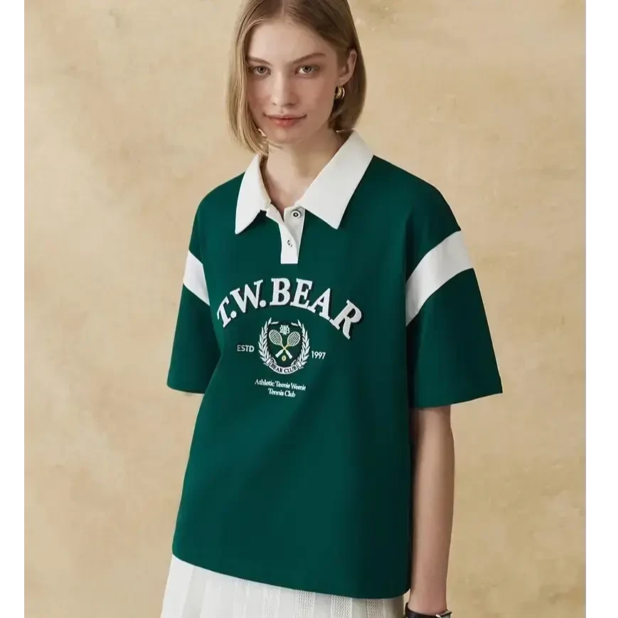 TeenieWeenie女装T恤新款撞色拼接简约学院风POLO衫TTHA252611T