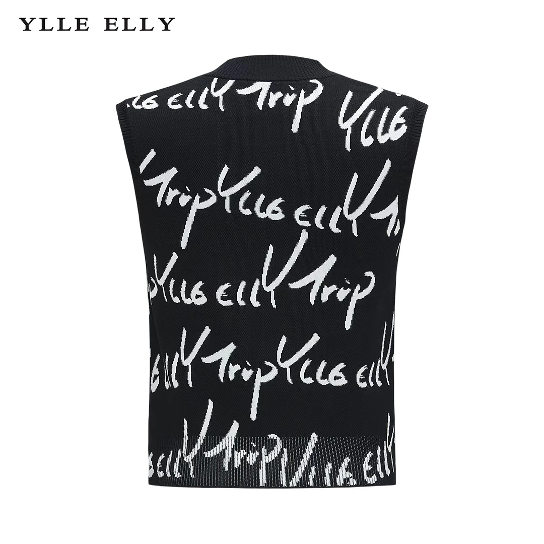 【小余专属】YLLE ELLY针织背心2024早春新款字母印花圆领套头衫