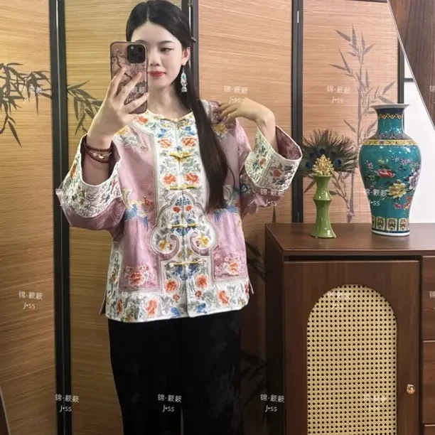 锦·簌簌「凤舞」重工刺绣新中式复古圆领长袖太太服上衣外套