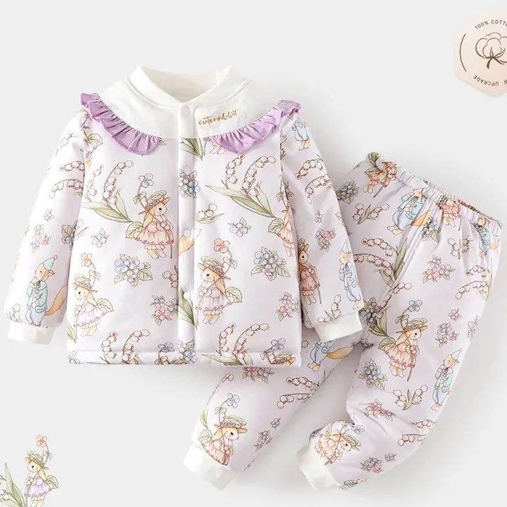 卡通动漫套装轻盈保暖男女通用婴幼儿加厚碎花冬季