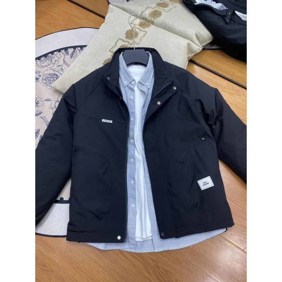 黑色短款立领工装外套男款春季2025新款无帽冲锋衣高级感教练夹克