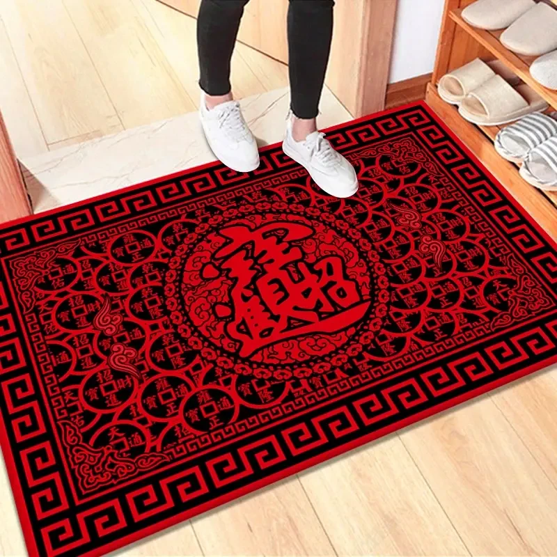 家用喜庆60*90cm入户门垫喜庆新中式脚垫卧室厨房门厅毯可裁剪
