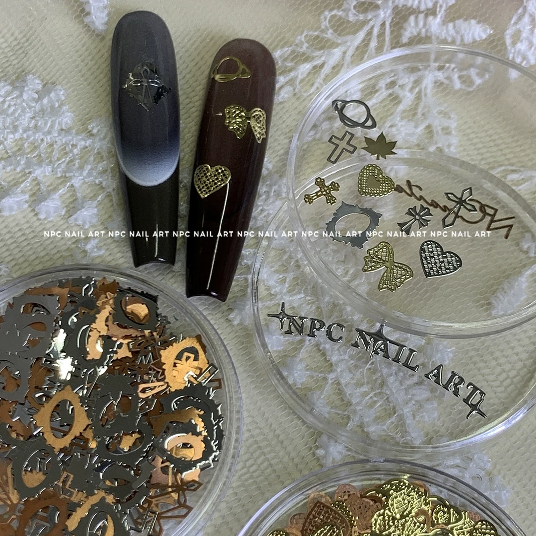 NPC*超薄金属片*镂空克罗星球西太后爱心蝴蝶结素材新年美甲饰品