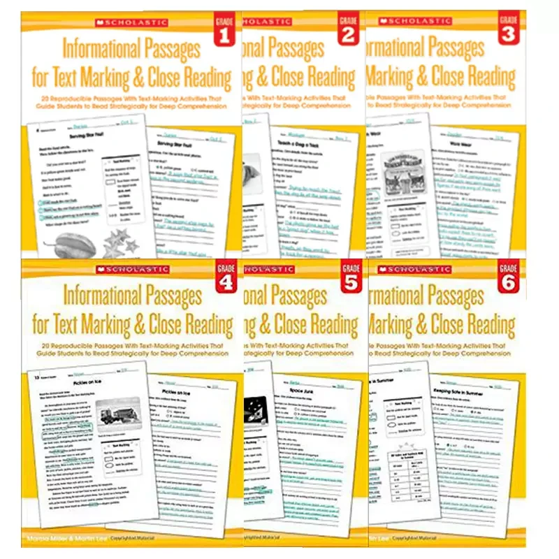 英文信息文本标记精读Text Mark Close Read美国小学练习1-6套装