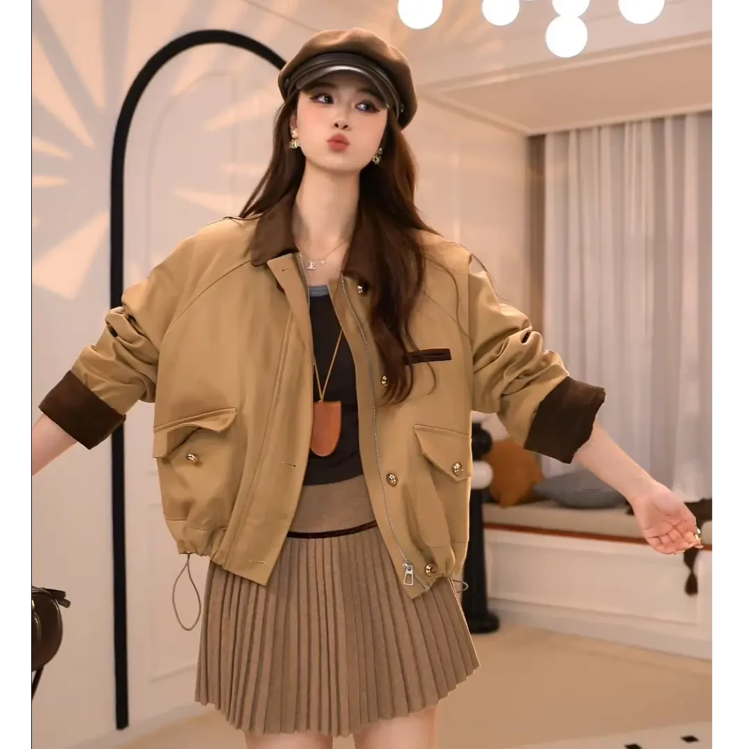 赵露思明星同款加棉加厚美式复古外初秋穿搭美式复古女淑女外套