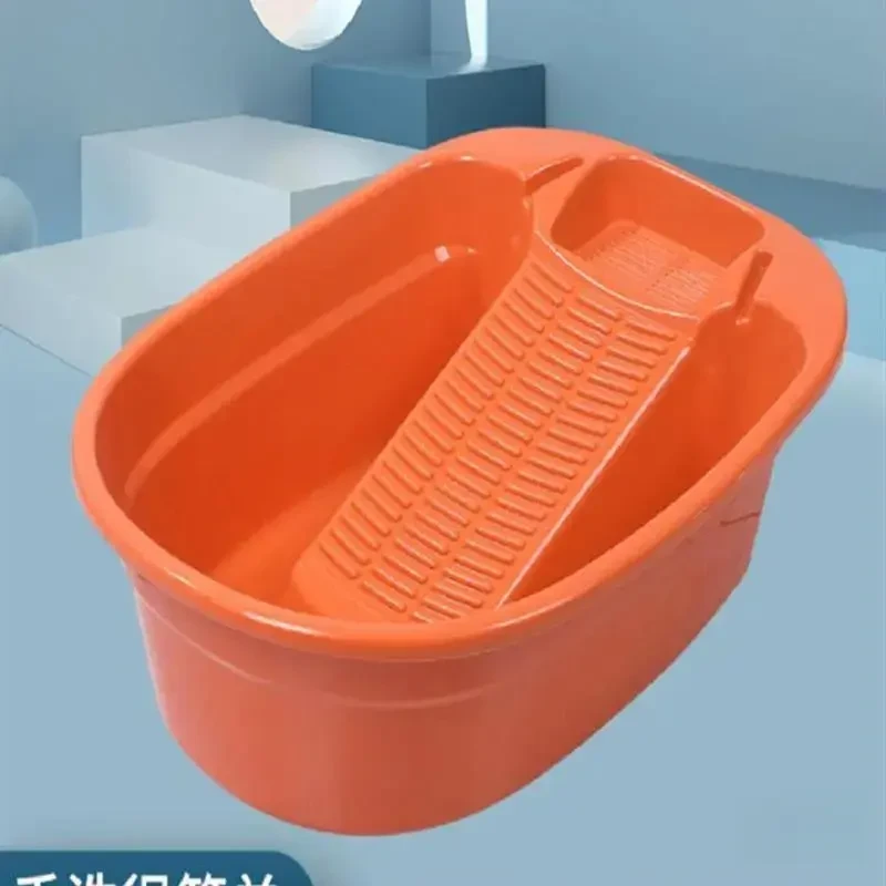 特大号塑料加厚搓衣盆洗衣盆带搓衣板洗衣盆一体式宿舍家用盆K620
