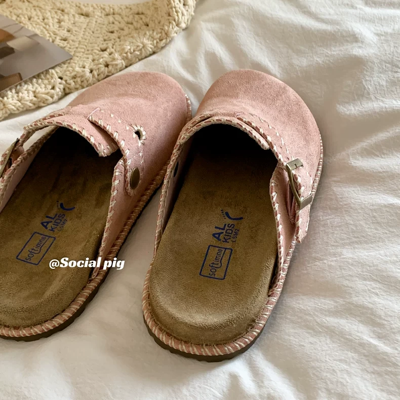 春夏简单穿~设计感复古勃肯鞋半拖鞋女夏季外穿懒人一脚蹬厚底鞋