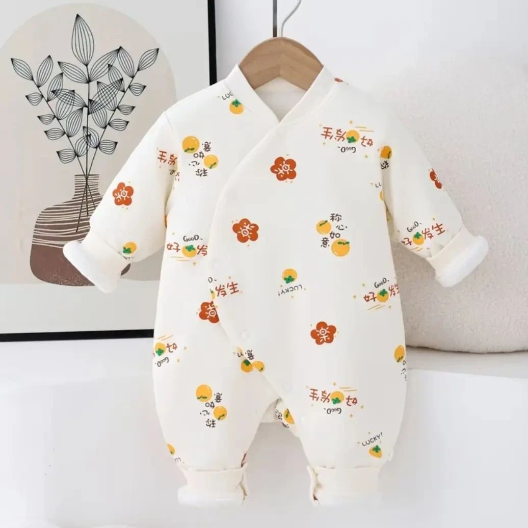150克厚棉夹棉连体纯棉A类蝴蝶衣新生儿棉衣