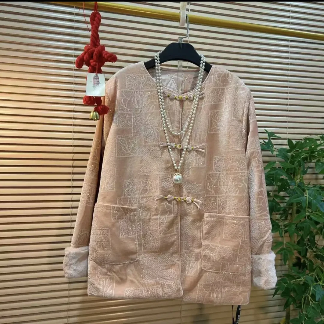 提花女系扣薄款中国风新中式外套上衣网红短外套重工