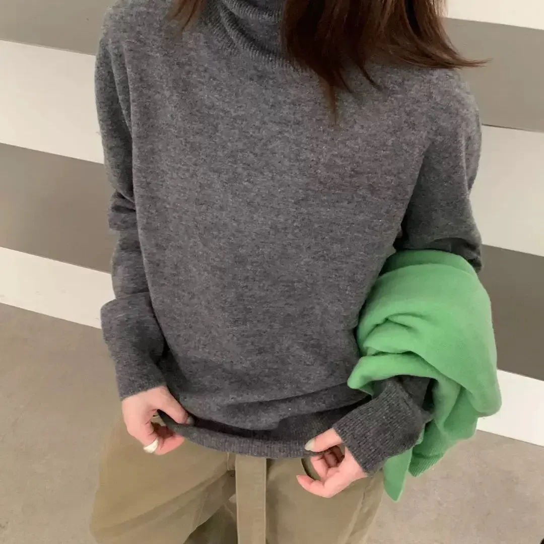 秋冬慵懒风羊毛高领长袖百搭针织衫女