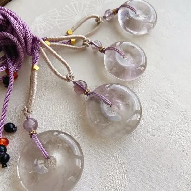 紫水晶平安扣毛衣链发一