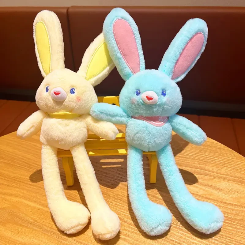 可爱抽拉兔子钥匙扣拉耳朵兔趣味长耳朵少女超萌毛绒玩具礼物T155