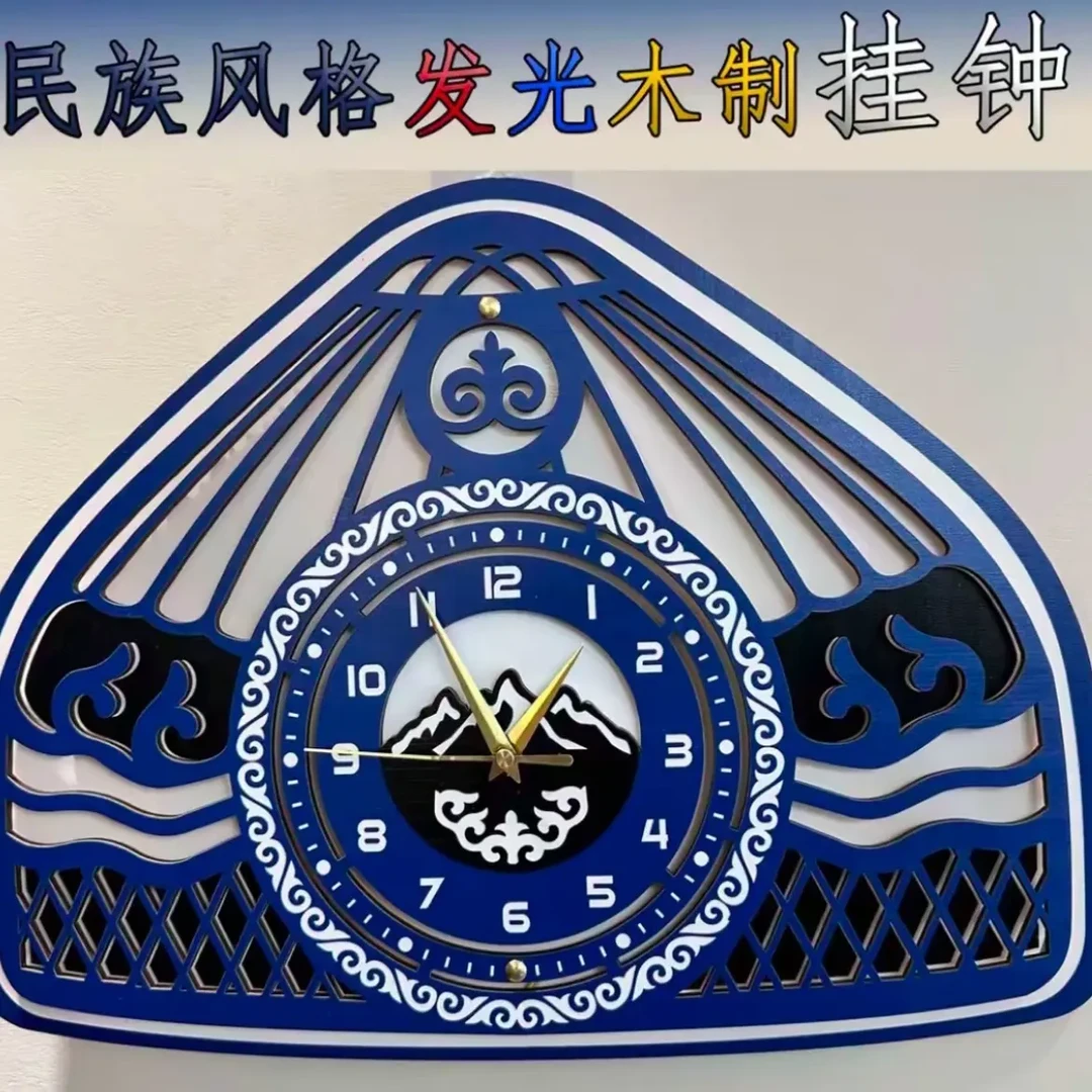 民族风创意实木挂钟客厅餐厅复古装饰家用钟表