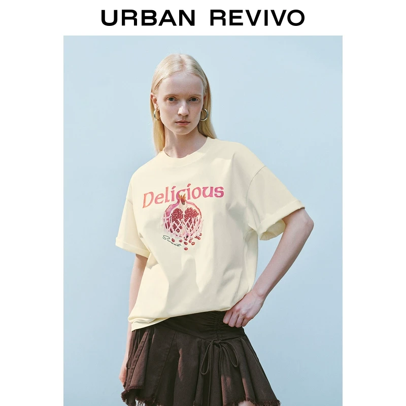 UR2025夏季新款女装时尚休闲撞色印花圆领短袖T恤UYY450148