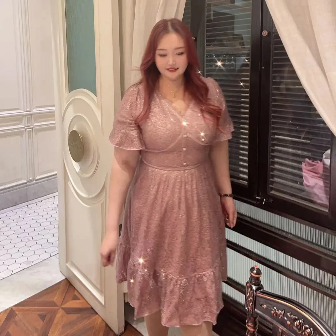 【纯美邂逅】钻石家大码气质大牌胖mm连衣裙 DOP2328