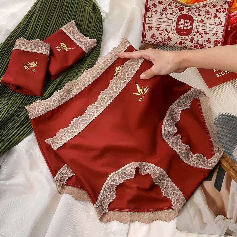 本命年红色内裤女棉裆高腰大码收腹2025蛇年新款结婚喜庆三角裤